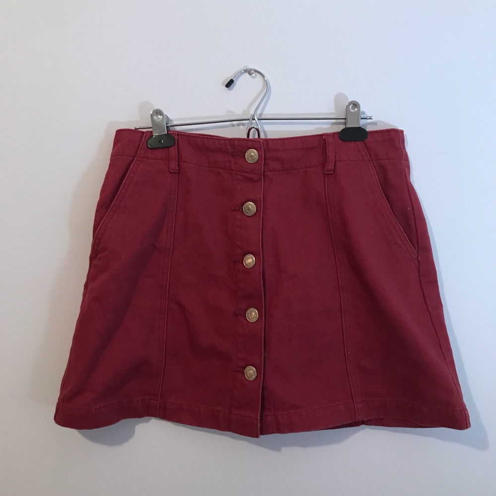 Super cute MAGENTA Button Down Denis Skirt